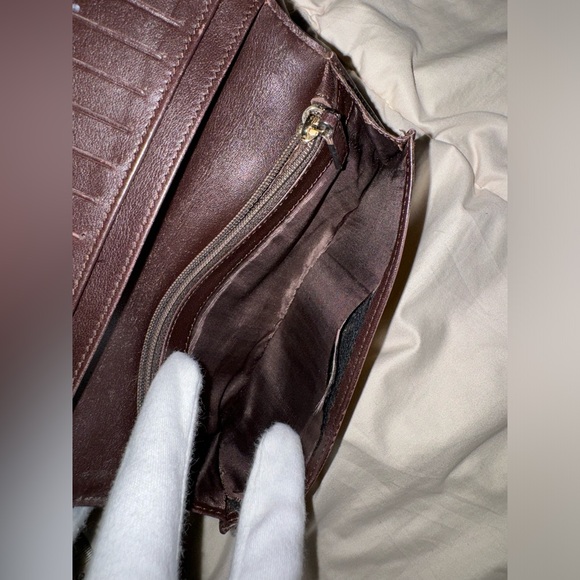 Celine Brown Macadam Canvas and Croc Embossed Leather French Wallet - Picture 9 of 15